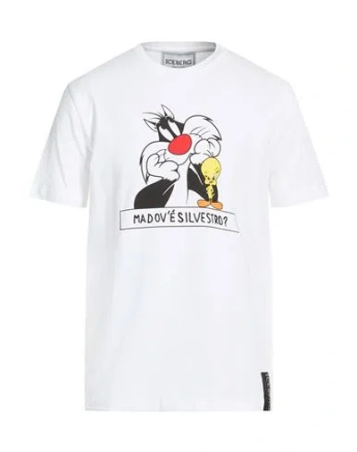 Iceberg T-shirt Jersey Looney Tunes Man T-shirt White Size Xl Cotton, Elastane