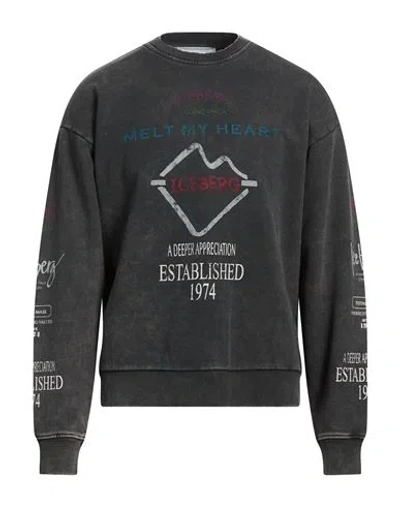 Iceberg T-shirt Jersey Man Sweatshirt Charcoal Size Xl Cotton In Gray