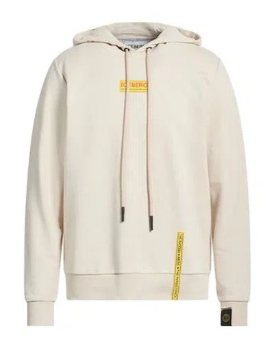 Iceberg T-shirt Jersey Man Sweatshirt Cream Size L Cotton, Polyester In White