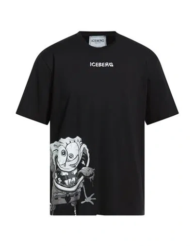 Iceberg T-shirt Jersey Man T-shirt Black Size Xl Cotton