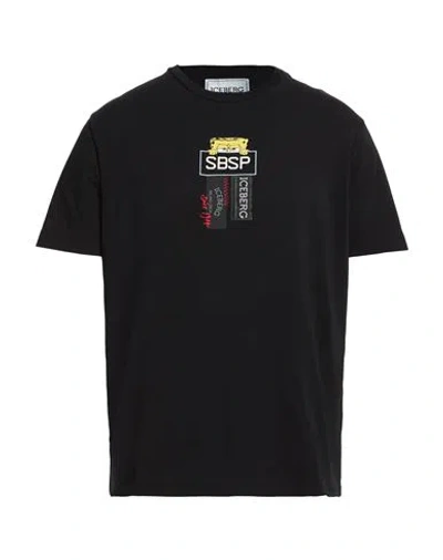 Iceberg T-shirt Jersey Man T-shirt Black Size Xl Cotton