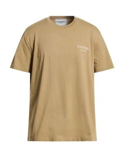 Iceberg T-shirt Jersey Man T-shirt Khaki Size Xl Cotton In Brown