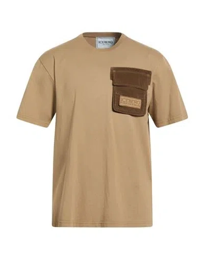 Iceberg T-shirt Jersey Man T-shirt Khaki Size Xl Cotton, Cupro In Brown