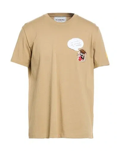Iceberg T-shirt Jersey Man T-shirt Khaki Size Xl Cotton In Nude