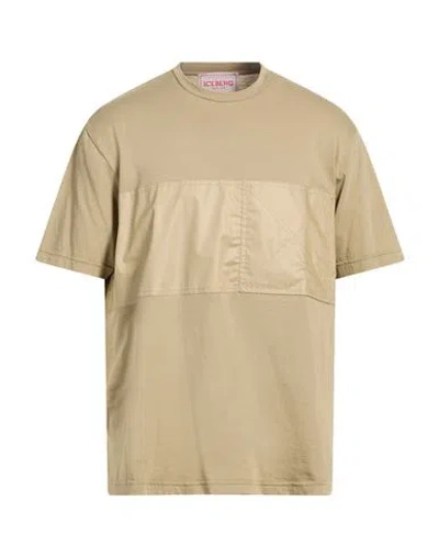 Iceberg T-shirt Jersey Man T-shirt Khaki Size Xl Polyester, Cotton In Nude