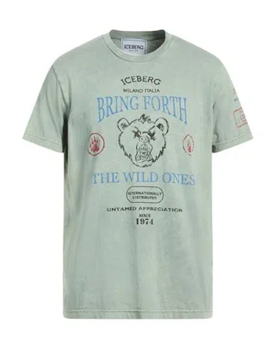 Iceberg T-shirt Jersey Man T-shirt Sage Green Size Xl Cotton