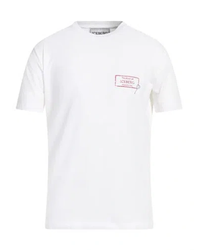 Iceberg T-shirt Jersey Man T-shirt White Size S Cotton, Elastane