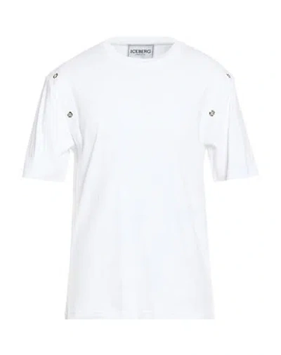 Iceberg T-shirt Jersey Man T-shirt White Size Xl Cotton, Polyurethane
