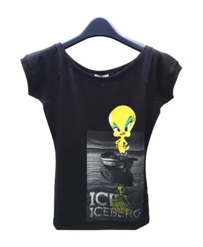Iceberg T-shirt With Round Neck And Short Sleeves In Black
