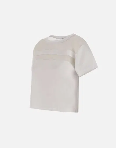 Iceberg Cotton Jersey Crop T Shirt White Silk