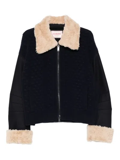 Iceberg Textured Faux-fur Jacket In Blue
