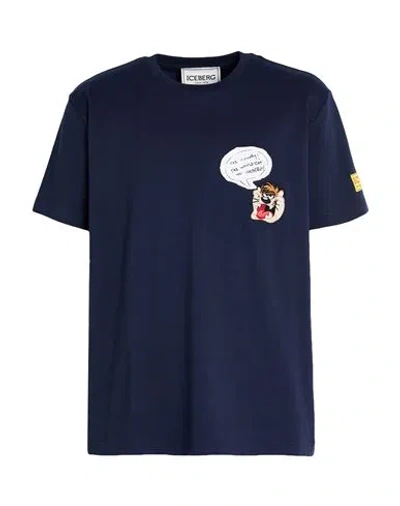 Iceberg T-shirt Jersey Man T-shirt Midnight Blue Size Xl Cotton