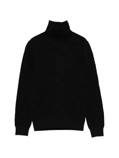 Iceberg Turtleneck Pattern Sweater In Black