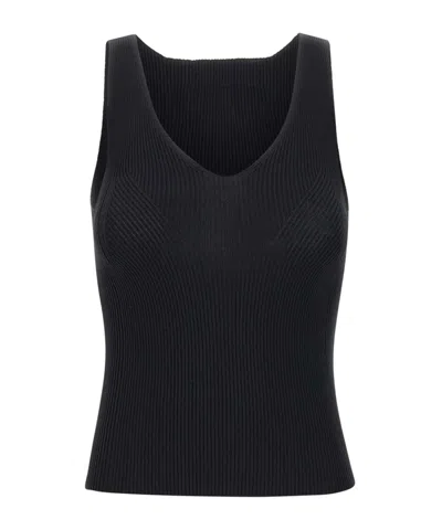 Iceberg U-neck Ribbed-knit Tank Top In Black