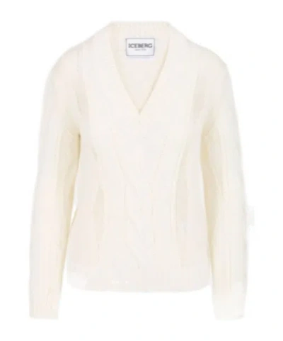 Iceberg V-neck Knitted Sweater In Neutral