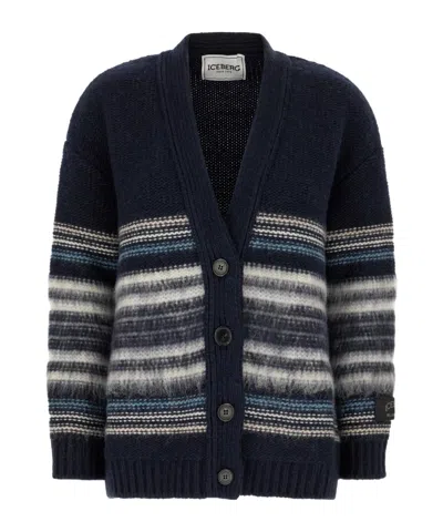 Iceberg V-neck Long-sleeved Knitted Sweater In Multi