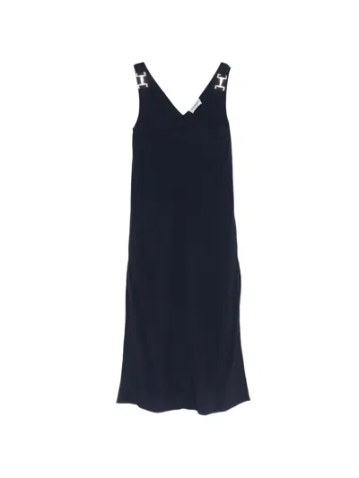 Iceberg V-neck Woven Dress In Blue