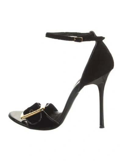 Pre-owned Iceberg Velvet Sandals In Black
