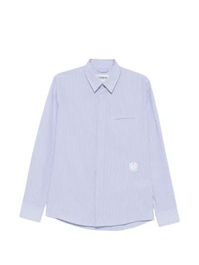 Iceberg Vertical-stripe Logo-embroidered Shirt In Blue