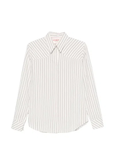 Iceberg Vertical-stripe Long-sleeve Shirt In White