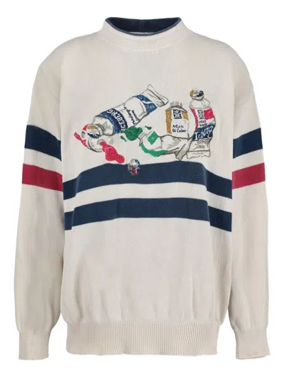 Pre-owned Iceberg Vintage Embroidered-paint Tubes Sweater In Neutral
