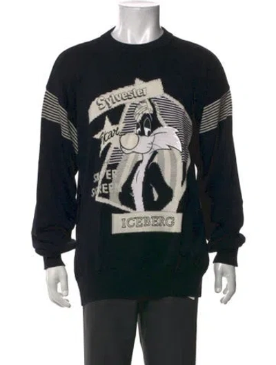 Pre-owned Iceberg Vintage Graphic Print Pullover In Black