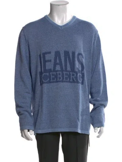 Pre-owned Iceberg Vintage Graphic Print Pullover In Blue