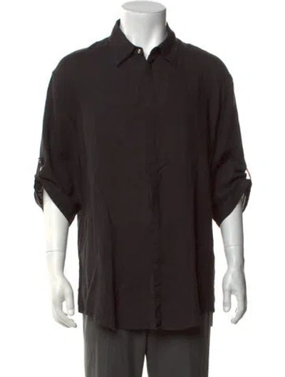 Pre-owned Iceberg Vintage Linen Dress Shirt In Black