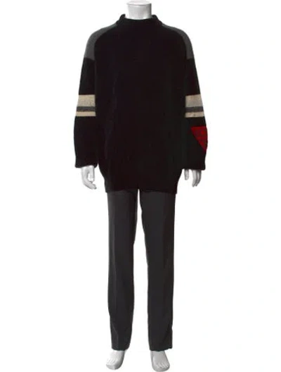 Pre-owned Iceberg Virgin Wool Colorblock Pattern Pullover In Black