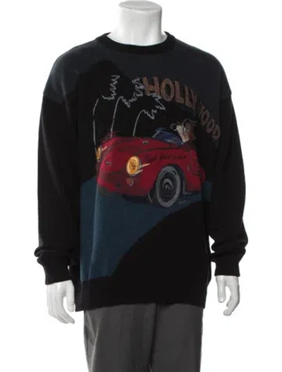 Pre-owned Iceberg Virgin Wool Graphic Print Pullover In Black