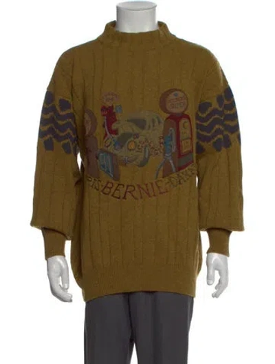 Pre-owned Iceberg Virgin Wool Graphic Print Pullover In Green