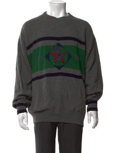 Pre-owned Iceberg Virgin Wool Graphic Print Pullover In Grey
