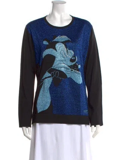 Pre-owned Iceberg Virgin Wool Graphic Print Sweater W/ Tags In Black