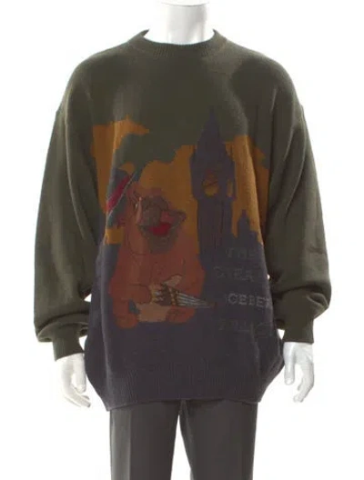 Pre-owned Iceberg Virgin Wool Printed Pullover In Green