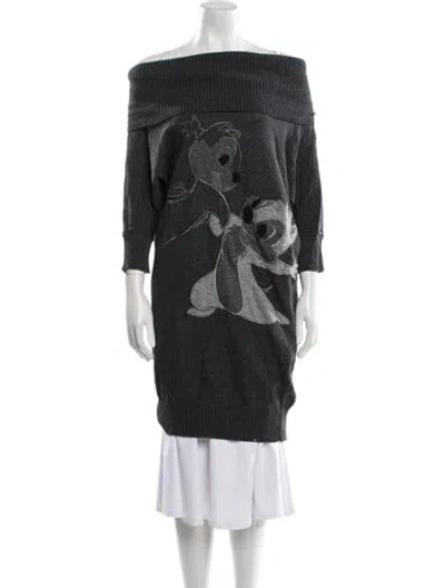 Pre-owned Iceberg Virgin Wool Printed Sweater In Black