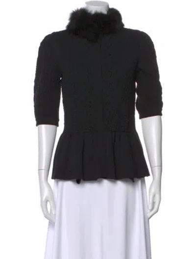 Pre-owned Iceberg Virgin Wool Three-quarter Sleeve Top In Black