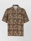 Iceberg Viscose Shirt Graphic Print Short Sleeves In Brown