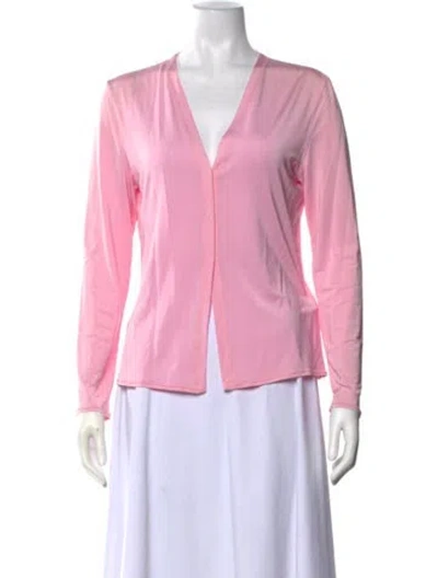 Pre-owned Iceberg V-neck Long Sleeve Top In Pink