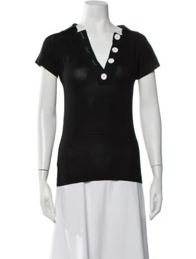 Pre-owned Iceberg V-neck Short Sleeve Polo In Black