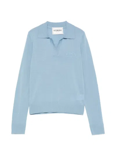 Iceberg V-neck Sweater In Blue