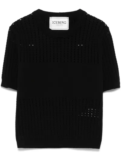 Iceberg Waffle-knit T-shirt In Black