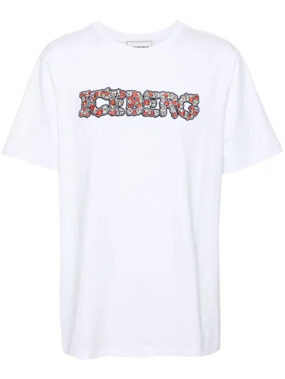 ICEBERG MEN WHITE COTTON T-SHIRT, XL LUXURY T-SHIRTS FOR MEN DARVEYS