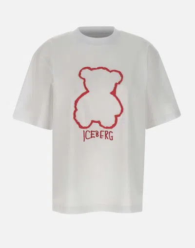 Iceberg White Cotton T Shirt With Embroidered Logo