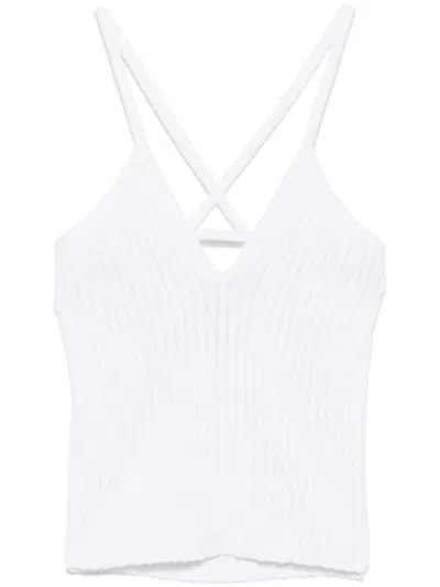 Iceberg White Ribbed Halterneck Top