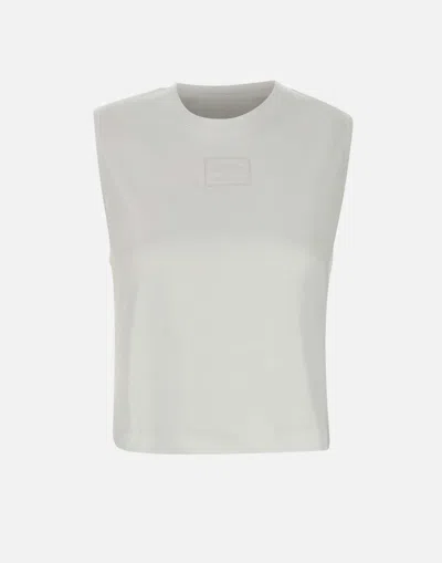 Iceberg White Sleeveless Cotton Top With Logo