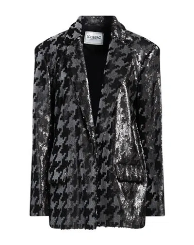 Iceberg Woman Blazer Black Size 8 Polyester, Elastane