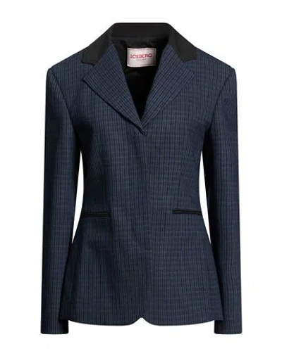 Iceberg Woman Blazer Midnight Blue Size 6 Polyester, Viscose, Wool, Elastane