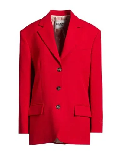 Iceberg Woman Blazer Red Size 8 Polyester, Viscose, Elastane