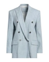 Iceberg Woman Blazer Sky Blue Size 6 Linen, Cotton In Blue