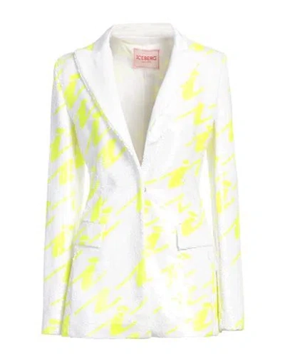Iceberg Woman Blazer White Size 8 Polyester, Acetate, Viscose